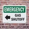 Signmission Gas Shutoff (Left Arrow) With Symbol, 14 in W x Rectangle, Plastic OS-2PACK-EM-P-1014-L-10388 - alternate 7